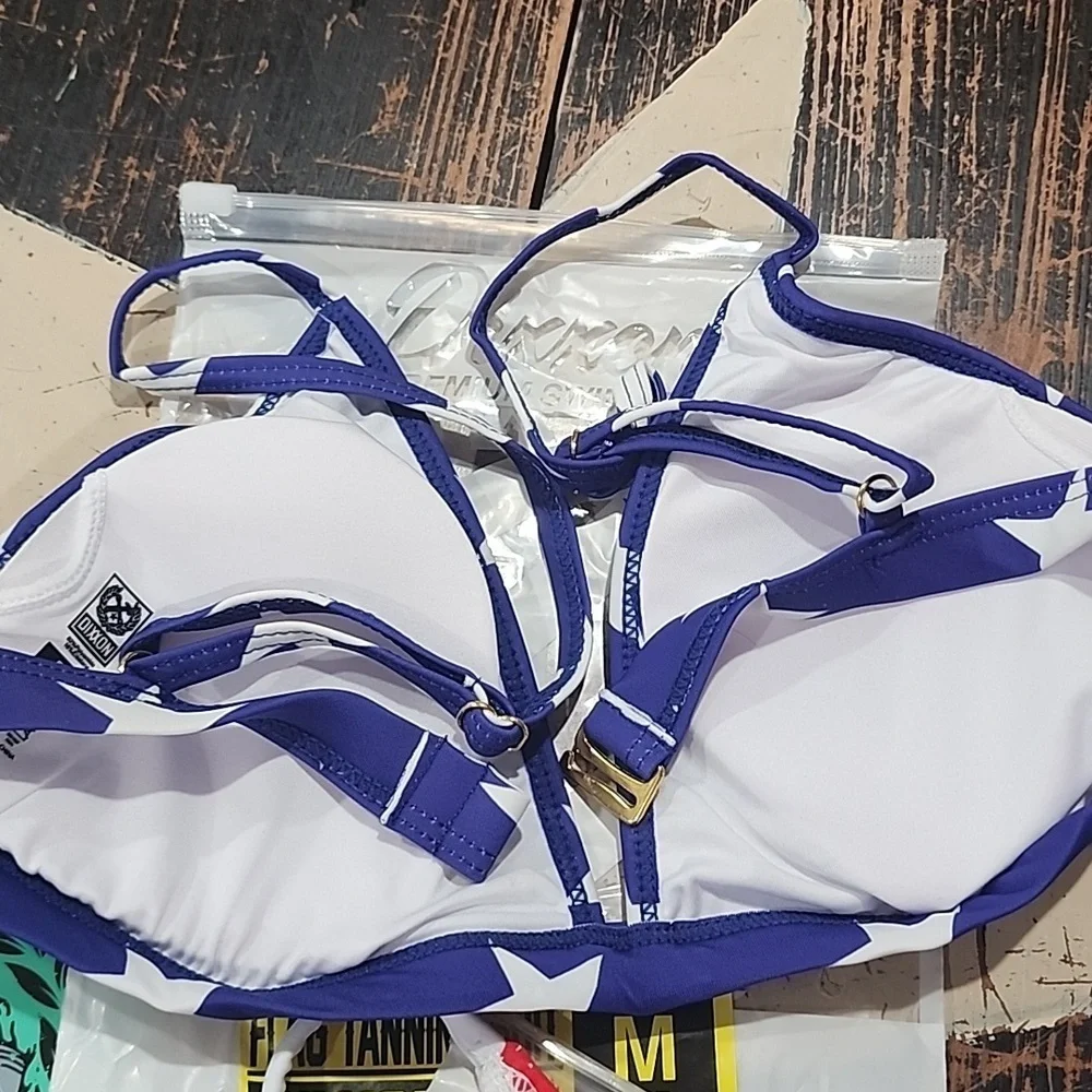 DIXXON FLAG RED WHITE & BLUE BIKINI SWIMSUIT New! Size M - Picture 3 of 4